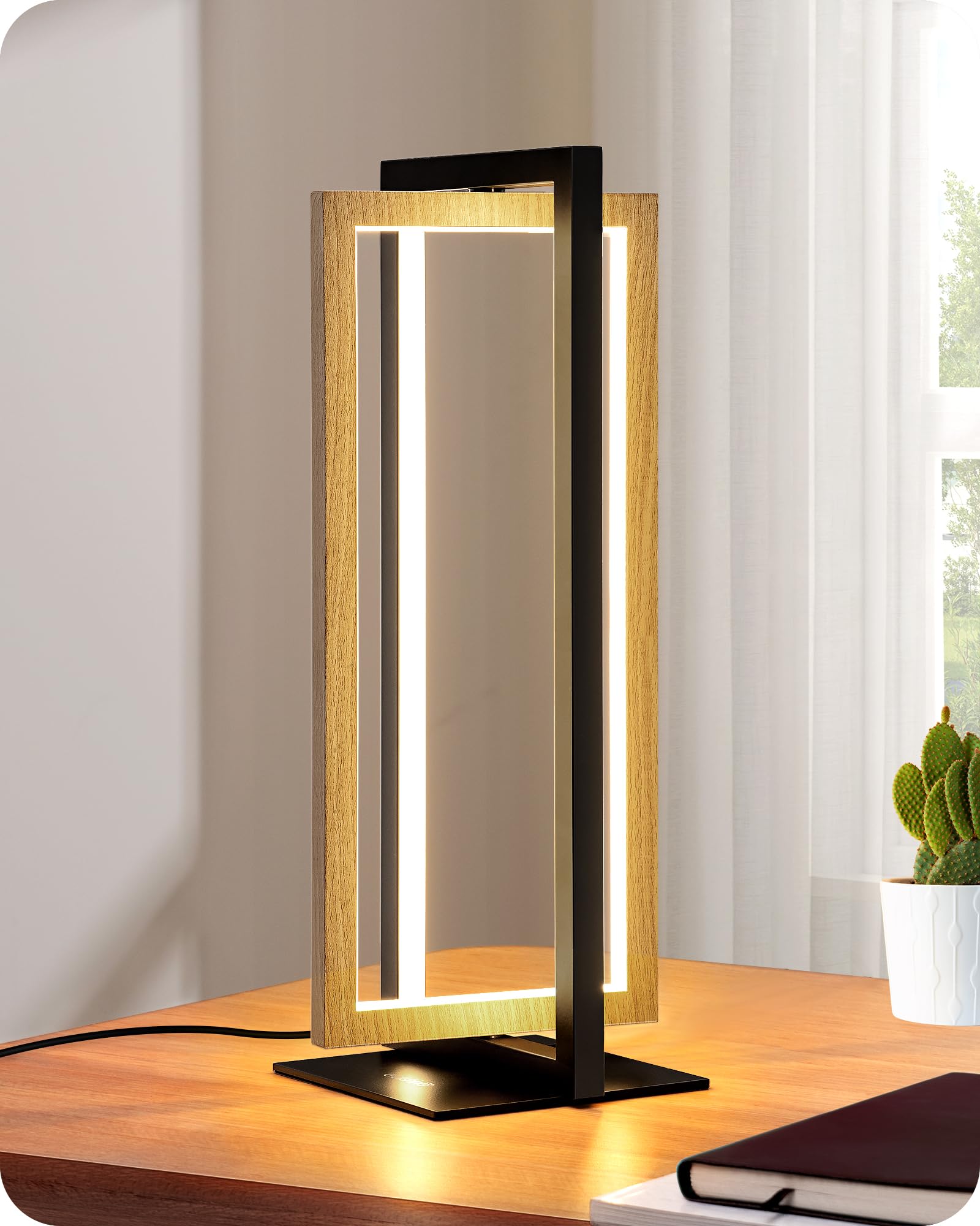 EDISHINE LED Table Lamp, Minimalist Bedside Lamp with 3 Color Temperature, MAX 750LM Stepless Dimmable, Touch Switch Control Nightstand Lamp for Living Room Bedroom, Angle Adjustable