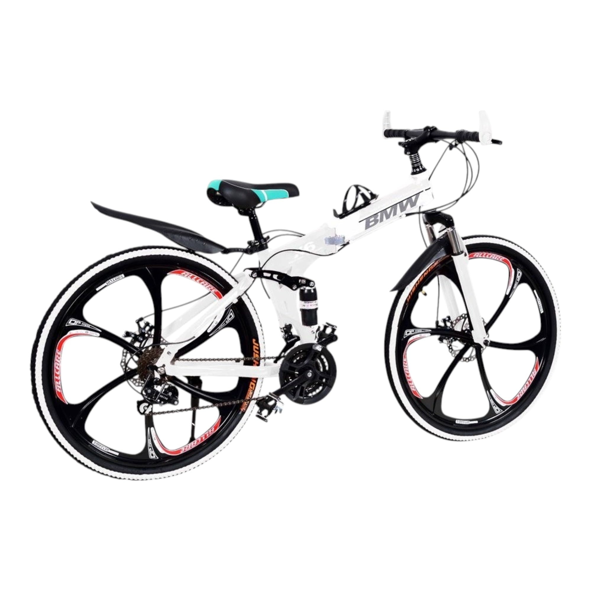 Amaze Kai Dual Suspension Bikes Latest Bmv Foldable Gear Cycle for Men with 21 Speed Gear 6 Spoke | Folding Mountain Bike with Double Disc Break & Mac Wheel, 26 Inch, White 6 Spok-picture-13