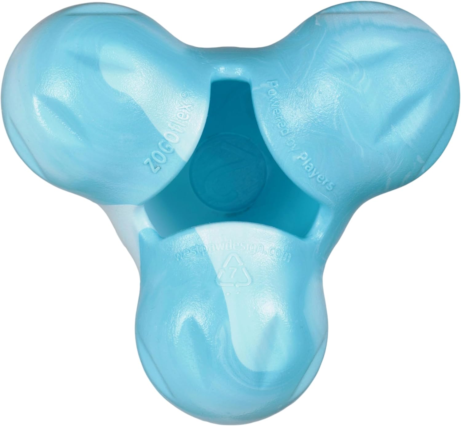 WEST PAW Zogoflex Tux Treat Dispensing Puppy Chew Toy – Interactive Chewing Toy for Puppies – Puppy Games for Aggressive Chewers, Fetch, Catch – Holds Kibble, Treats, Large 5", Aqua Swirl