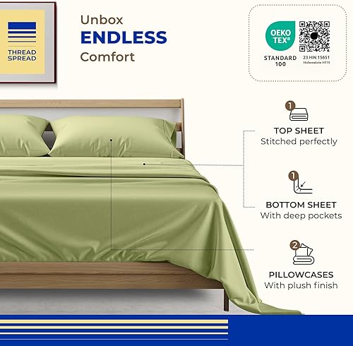 Miniatura 3 de Juego de sábanas de algodón 100 % egipcio de 1000 hilos