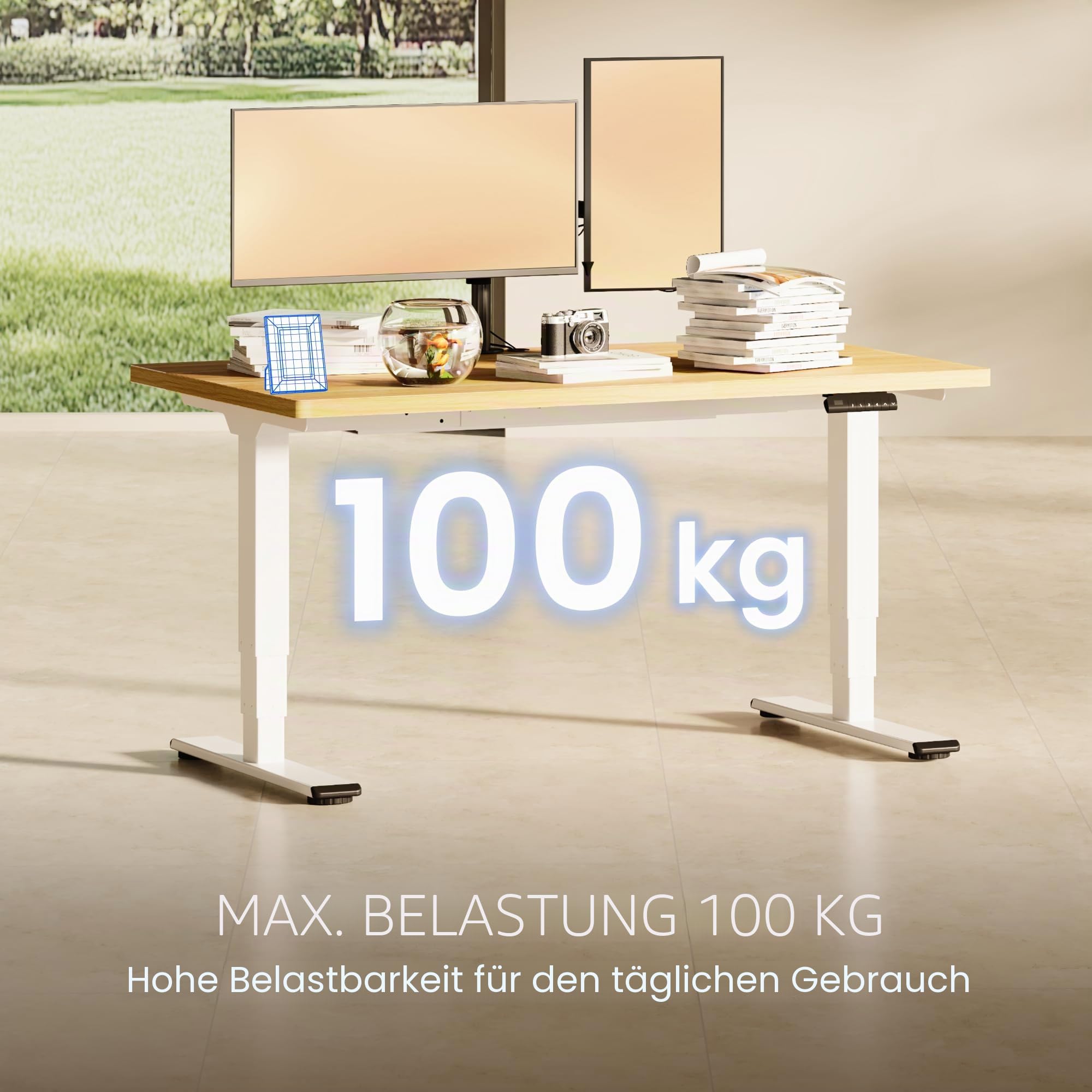 FLEXISPOT Höhenverstellbarer Schreibtisch elektrisch 140×80 cm mit Dualmotor & 3-stufigem Gestell – Ergonomischer Standing Desk für Büro & Home Office, 100 kg Tragkraft, leise <50 dB