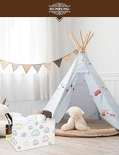 Miniatura 238 de HUNRUNG Cesta rectangular de almacenamiento de lona, bonita cesta organizadora de lona para mascotas, juguetes de niños, libros, ropa, perfecta