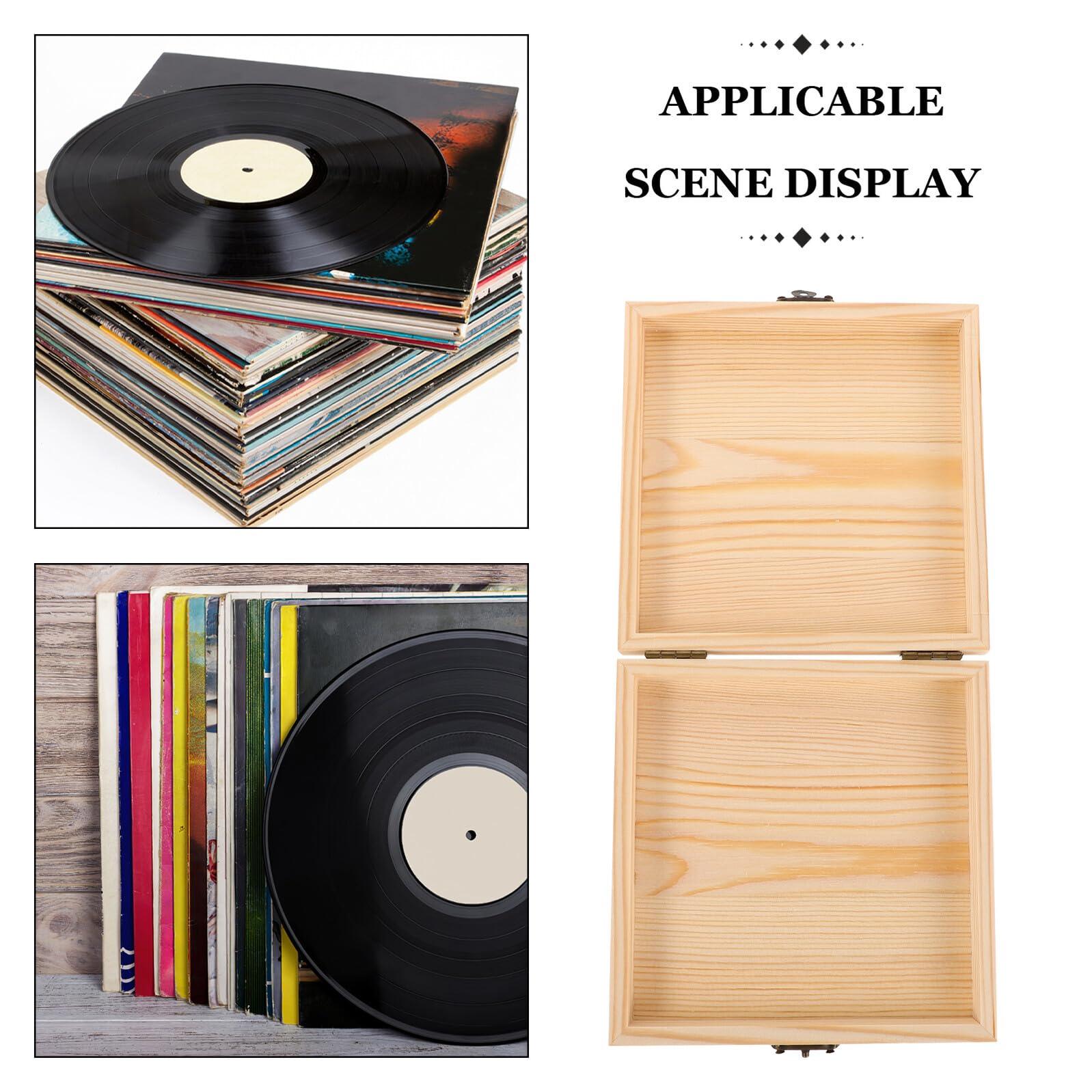 Mikikit Scatola Espositiva per CD e Dvd in Legno Quadrata Stile Rustico e Retrò, Organizer Versatile la Conservazione di Dischi in Casa e Ufficio