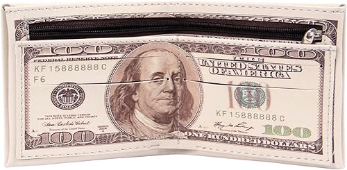 Miniatura 3 de Billetera de piel con diseño de billete de dólar con bolsillos plegables portatarjeta de crédito portafotos de LUI SUI 100 Dollar L388