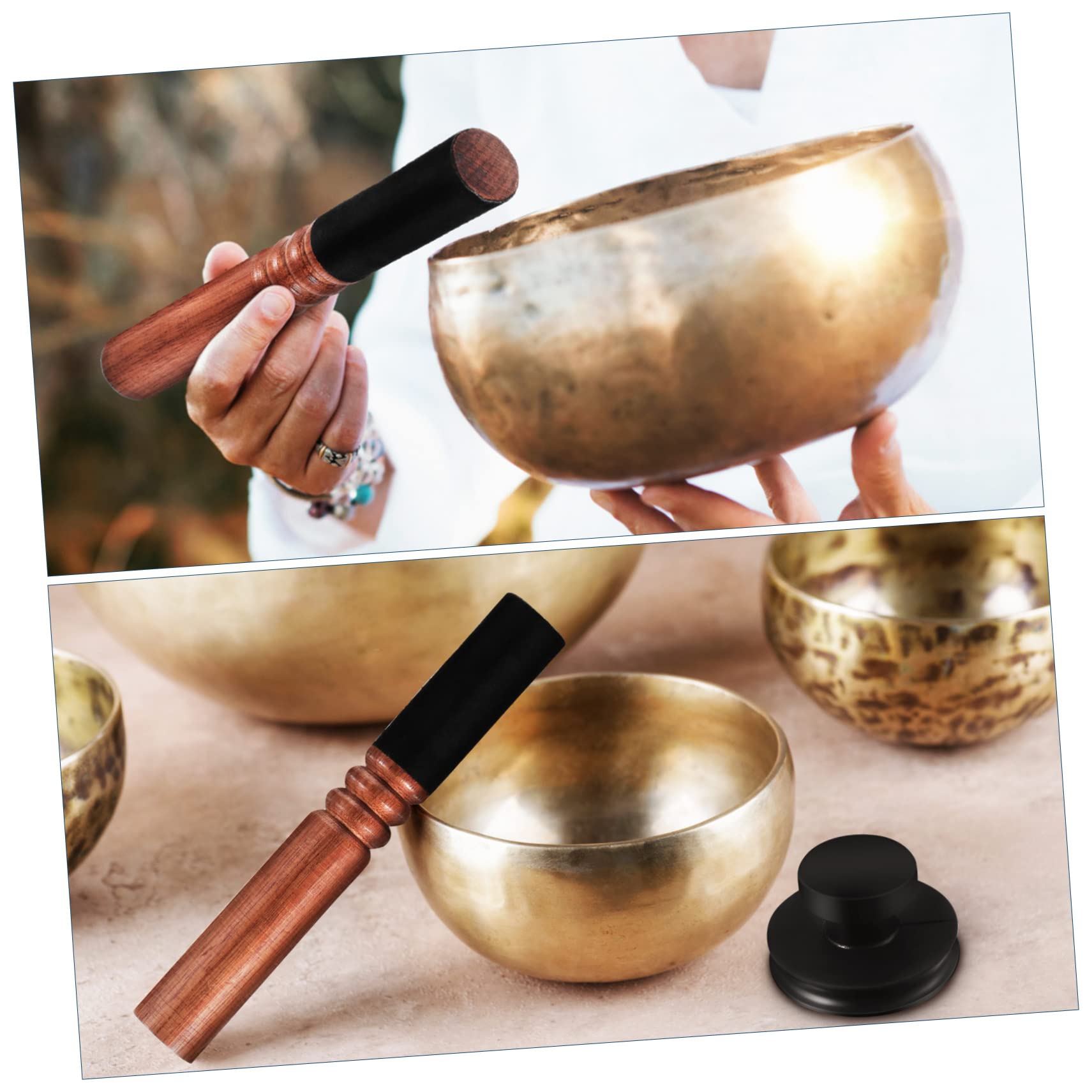 Toyvian Gummi Saugnapf Hebegriff für Buddha Klangschale Saugsystem aus Widerstandsfähigem Gummi mit Lederumwickeltem Stiel Kompakt und Tragbar für Meditationsschalen