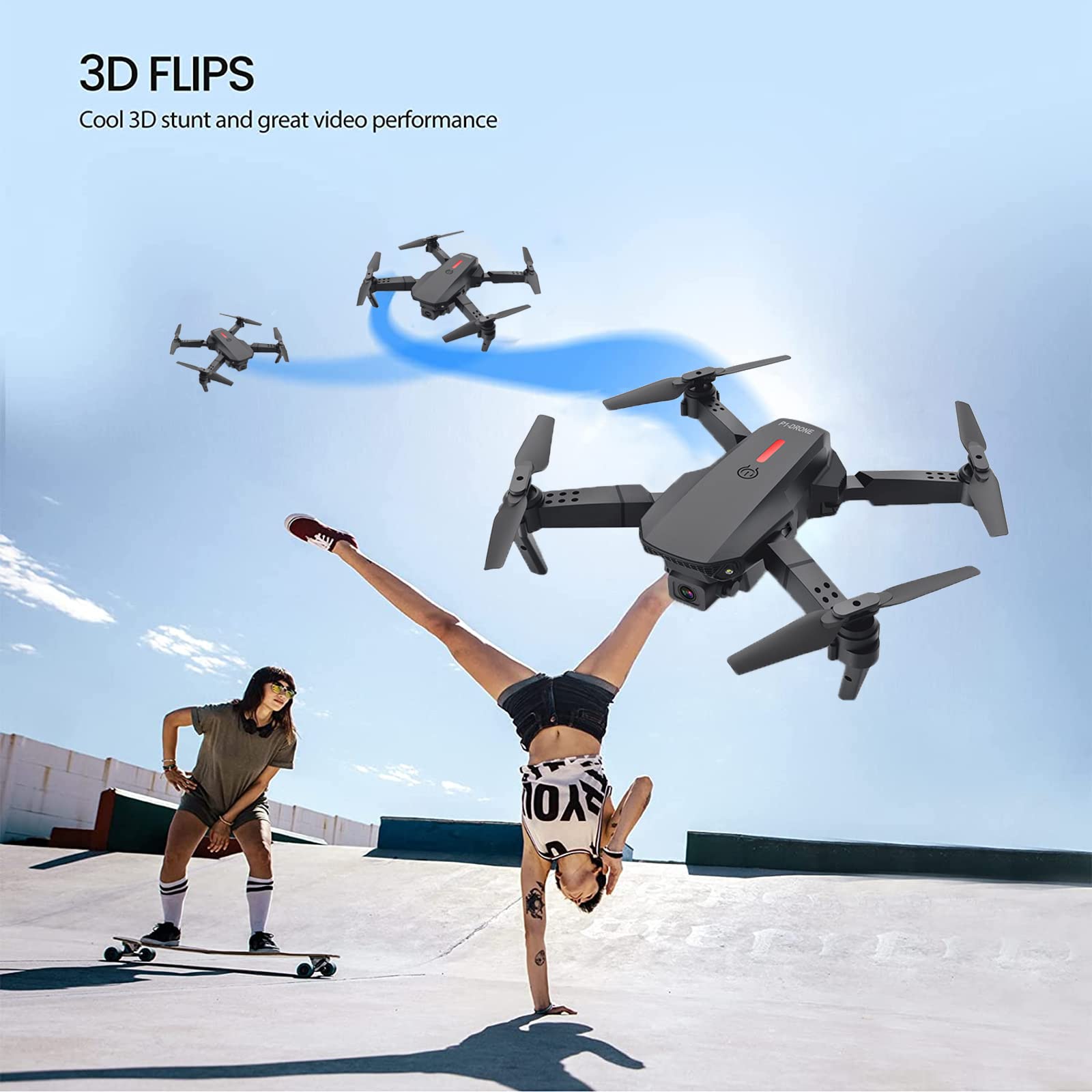 Quadricottero telecomandato per drone per fotografia aerea esterna con fotocamera 4K, Quadricottero RC per principianti, Quadricottero telecomandato per drone per fotografia aerea esterna pieghevole