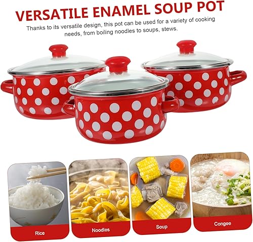 Miniatura 8 de BESTOYARD 1 juego de olla de cocina esmaltada con fondo plano para salsas de leche y fideos instantáneos, utensilios de cocina versátiles con diseño