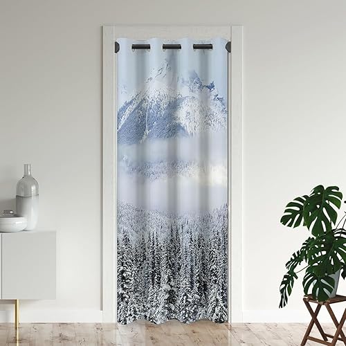 Miniatura 7 de Cortinas opacas para puerta de bosque brumoso para puertas, madera de pino natural, cortina opaca para armario de dormitorio de niños, con ojales,