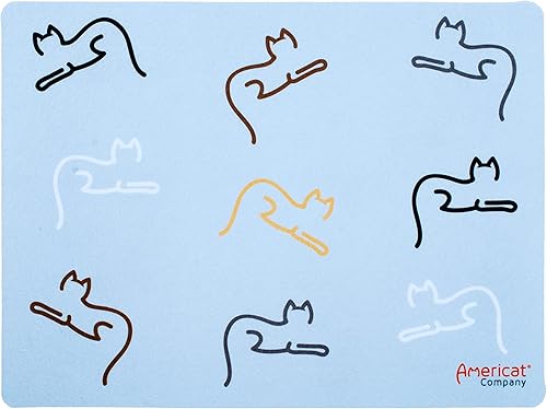Americat - Tapete de alimentación para gatos para cuencos de comida y agua, lavable a máquina, impermeable, antideslizante y fabricado en Estados