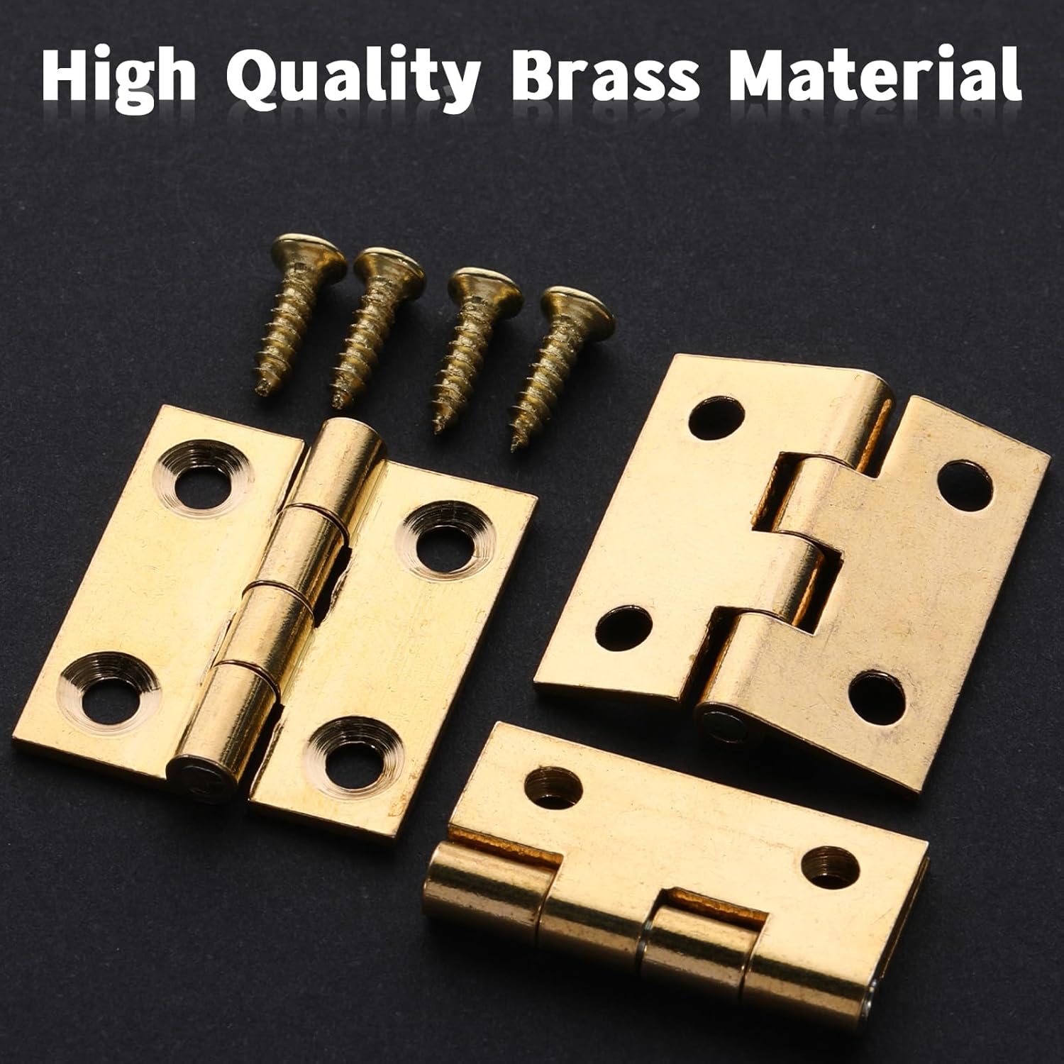 Small Hinges for Wooden Box, 4 Pcs Quality Brass Mini Hinges for Crafts 1 Inch Folding Gold Cabinet Hinge with Mounting Screws for Drawer Door Closet Jewelry Box Wooden Case Furniture