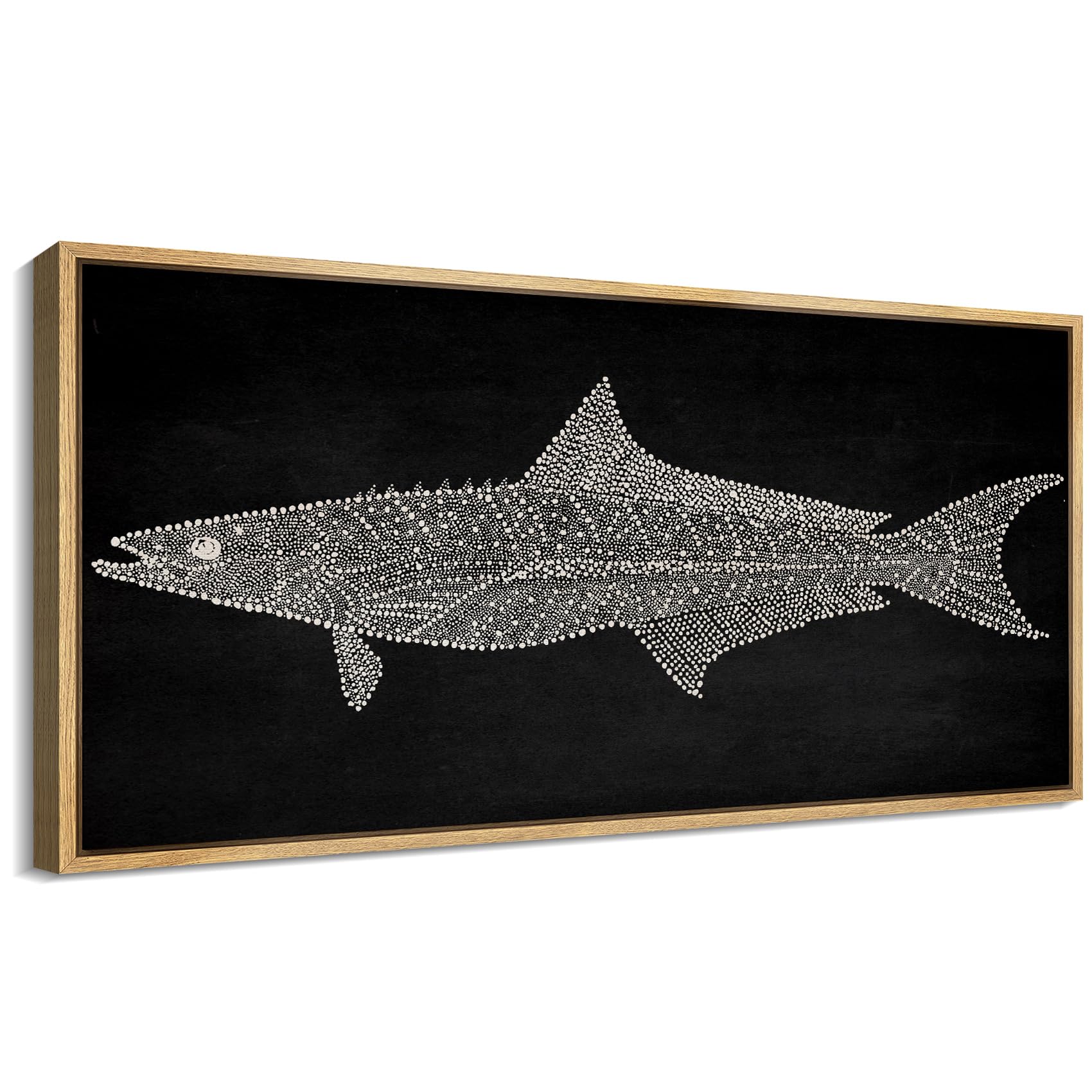 SIGNFORD Extra Large Framed Canvas Print Wall Art Minimalist Dot Pattern Fish Illustrations Modern Art Calm Warm for Living Room, Bedroom, Office - 60