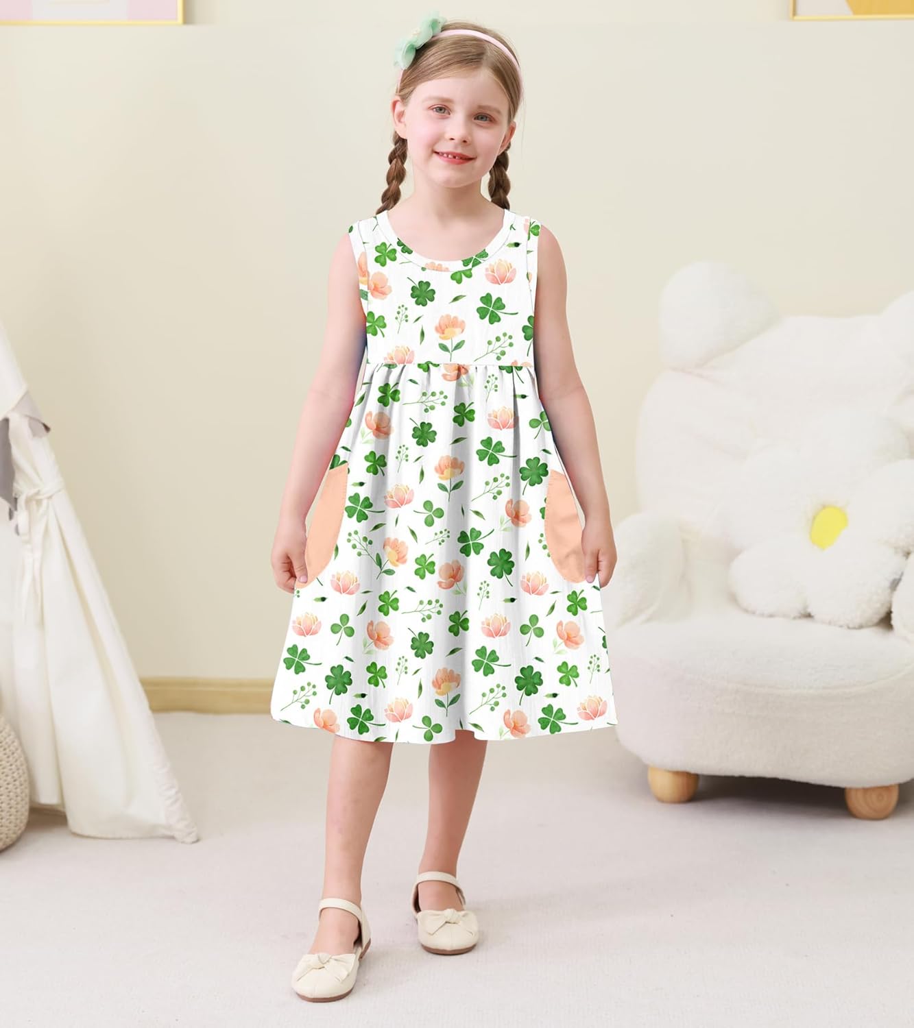 Little Girls Summer Sleeveless Dress Toddler Print Casual Sundress 2-7 Years - Image 2