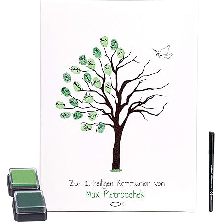 Katinga Personalisierte Leinwand Zur Kommunion Als Gastebuch Fur Fingerabdrucke 30x40cm Mit Name Amazon De Kuche Haushalt Wohnen
