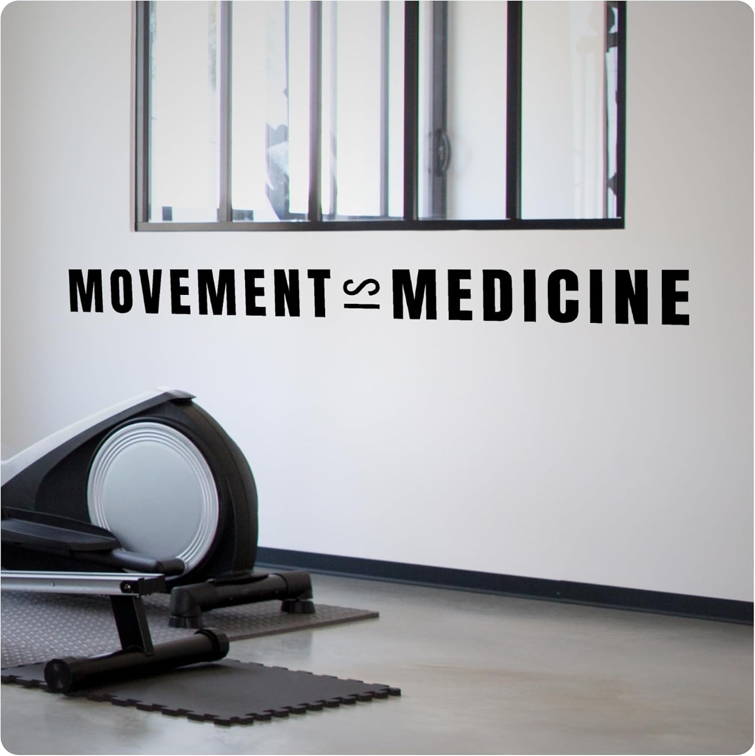 My Vinyl Story – Movement is Medicine – Motivational Vinyl Quote for Gym or Office, Inspirational Wall Sticker, Home Decor Art, Easy to Apply and Removable (Black, 60x6 inches)