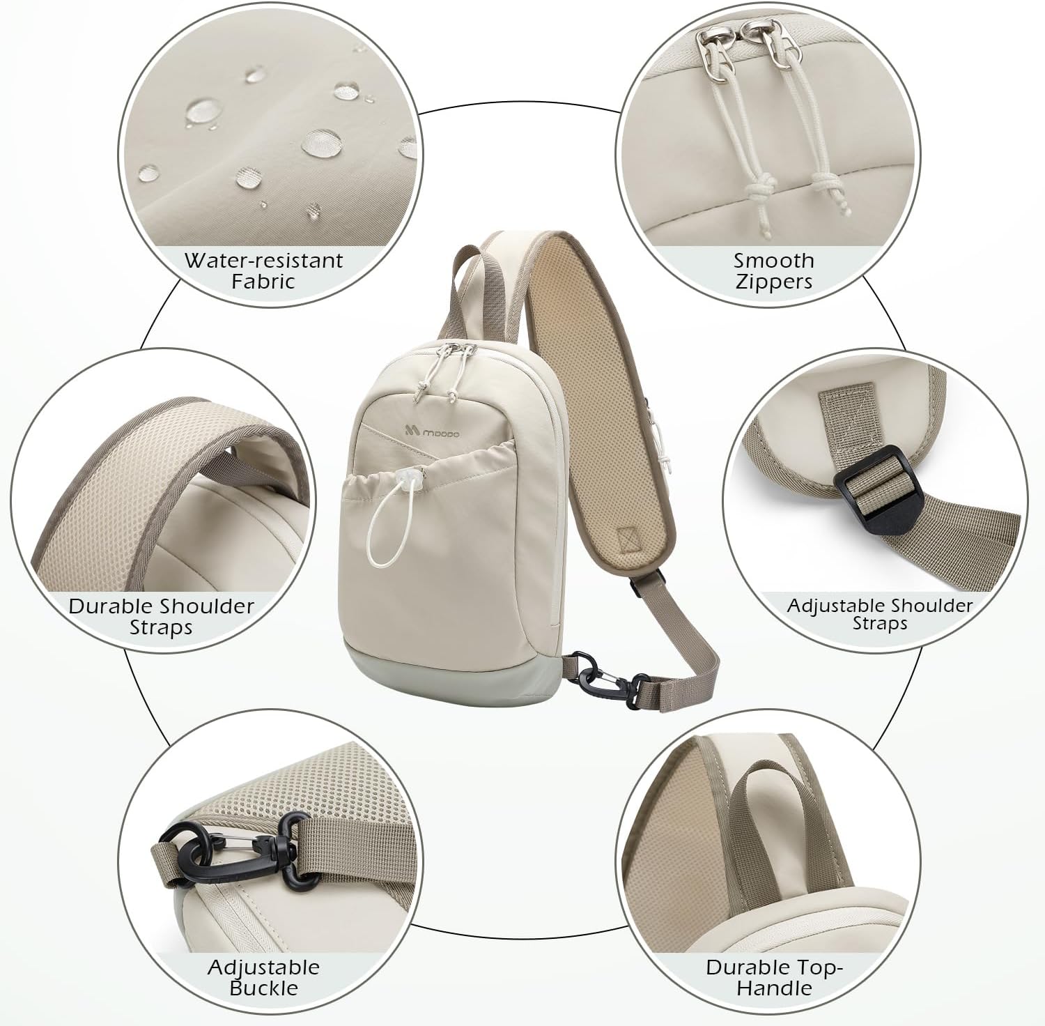 Sling Bag for Women, Crossbody Sling Chest Daypack Shoulder Cross body Bags for Casual Commuting Work Travel Sport Hiking,3.4L,Green Beige - Image 4