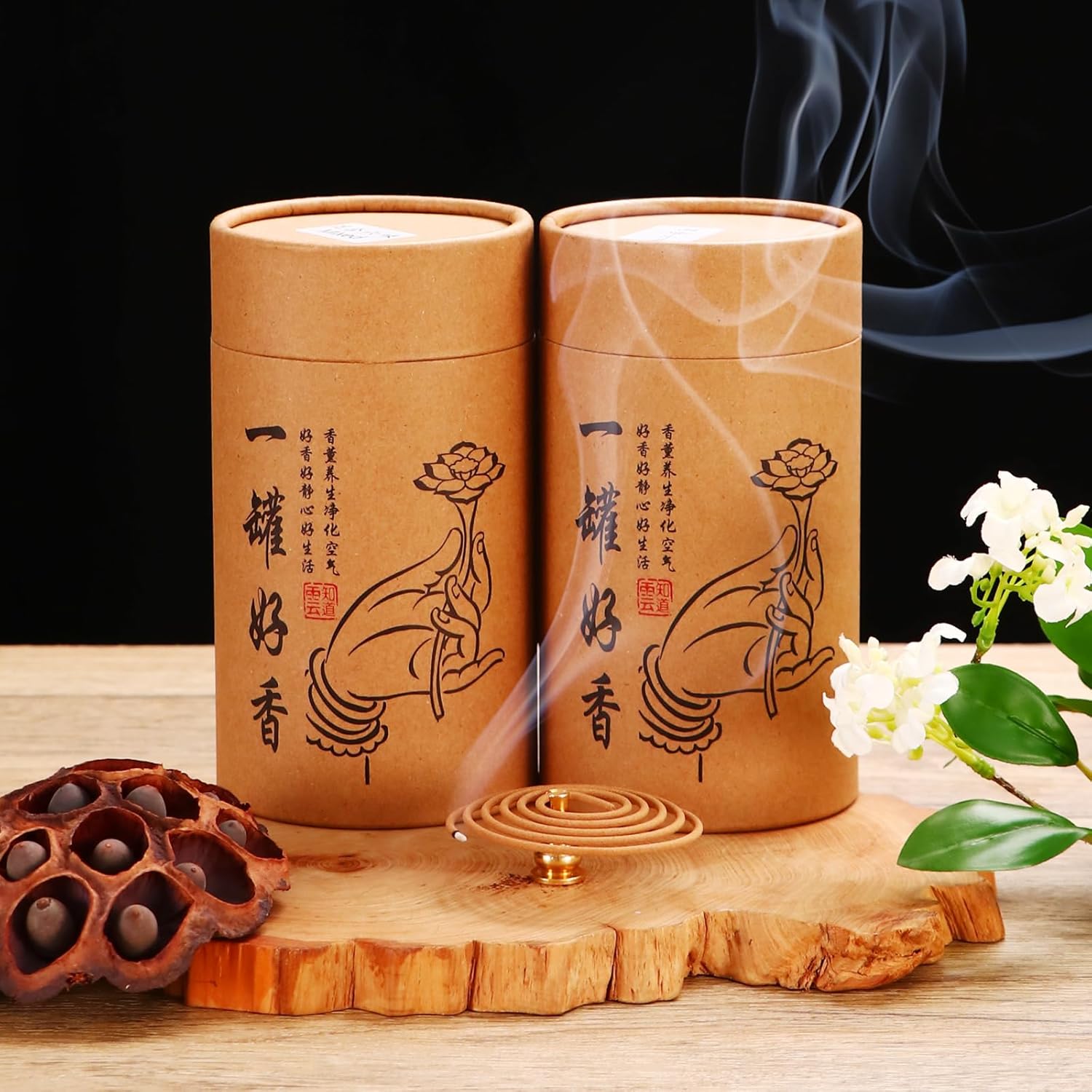 Incense Coils, 240pcs Handmade Incense with Gourd Holder
