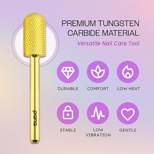 Miniatura 6 de PANA Barril grande liso de 18 pulgadas de tamaño de vástago  dorado grano medio  Broca de acrílico o gel duro de eliminación rápida para manicura y