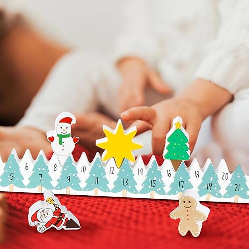 CAYOOI - Calendario de Adviento de madera 2023 para niños pequeños, bloques de cuenta regresiva de Navidad, calendario de Adviento colgante