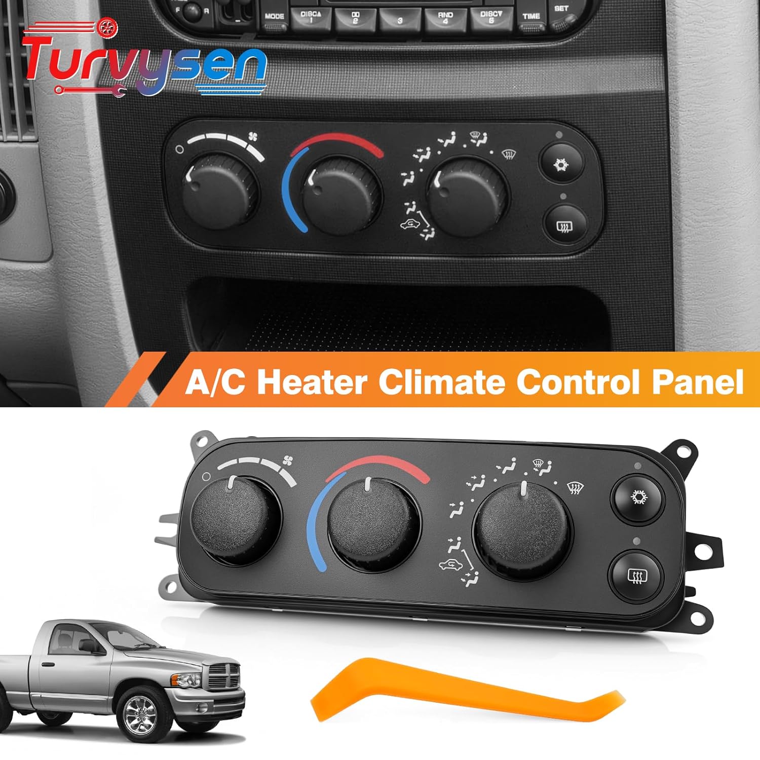 HVAC Control Module A/C Heater Climate Control Panel Compatible with 2002-2005 Dodge Ram 1500 2500 3500, 2001-2004 Dodge Dakota, Air Conditioning Control Switch Replaces 599-212