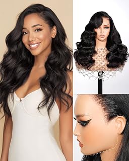 Arabella 13x6 HD Lace Body Wave Glueless Drawstring Wigs Human Hiar Pre Plucked Pre Cut 210% Density Ear to Ear Full Lace Closure Wear and Go Wig Pre Everything Bleached Knots 20 inches