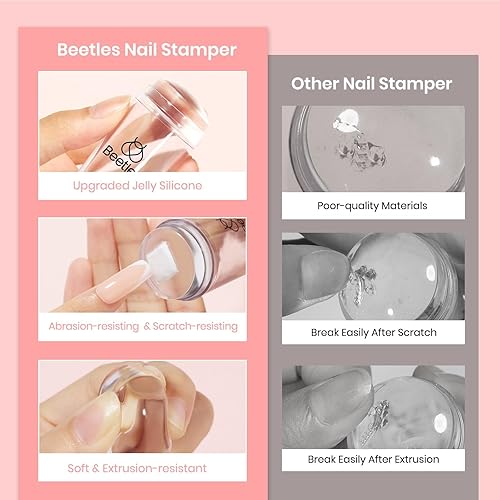 Miniatura 2 de Beetles - Juego de 3 sellos de uñas de punta francesa de silicona con cabezales y raspadores de repuesto para uñas, herramienta de impresión de uñas