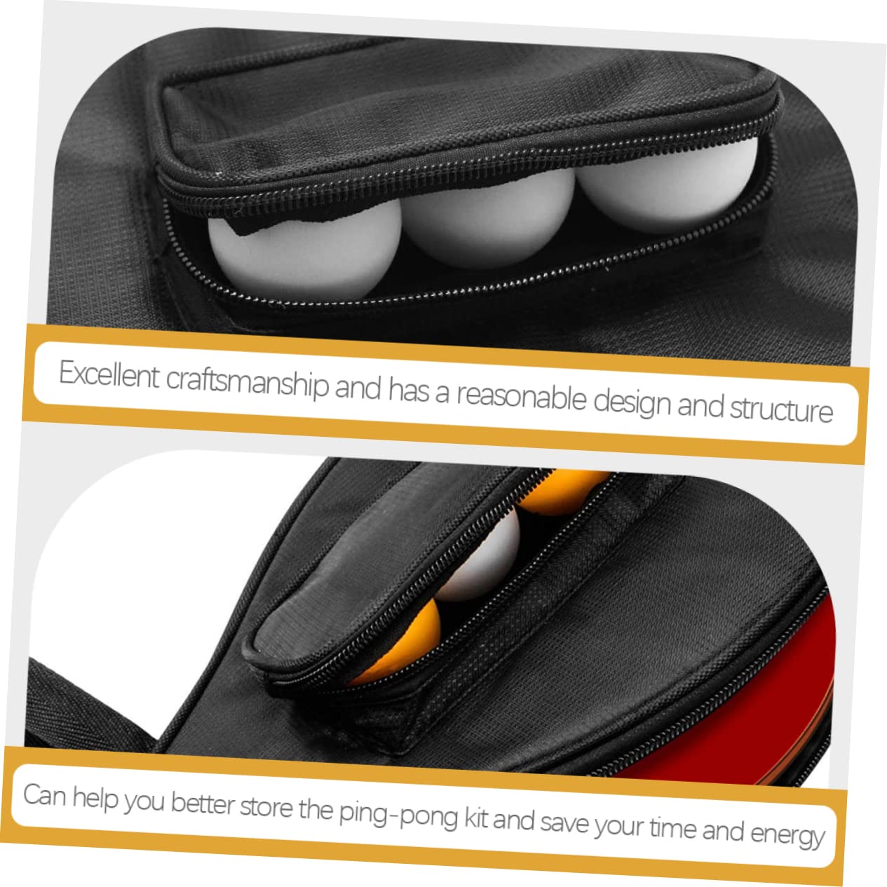Toyvian Tischtennistasche Tennisschläger mit Tasche Fall Kopf Tennistasche Bag-Pong Zubehör Tischtennisausrüstungstaschen schützender Aufbewahrungskoffer Paddel Ärmel Oxford-Stoff Schwarz