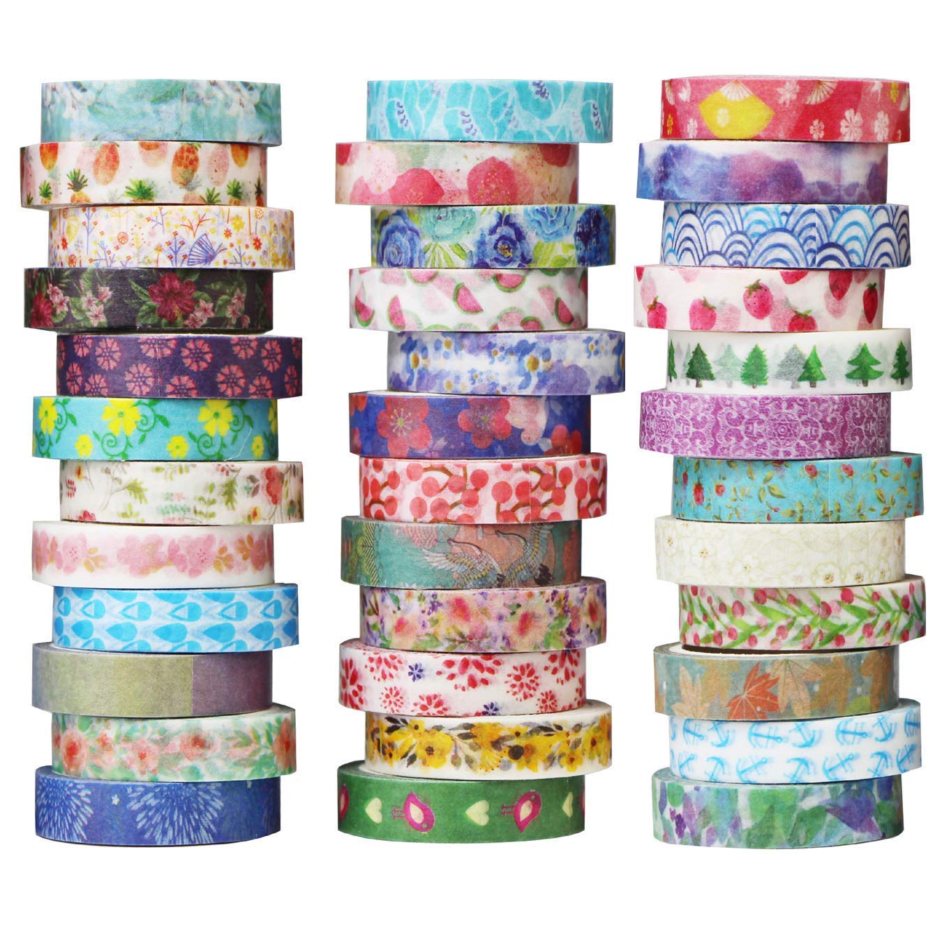 36pcs Washi Tape Set Multi-Pattern Decorative Masking Tape Adhesive DIY Scrapbooking Craft Gift Wrapping (Design 9065)