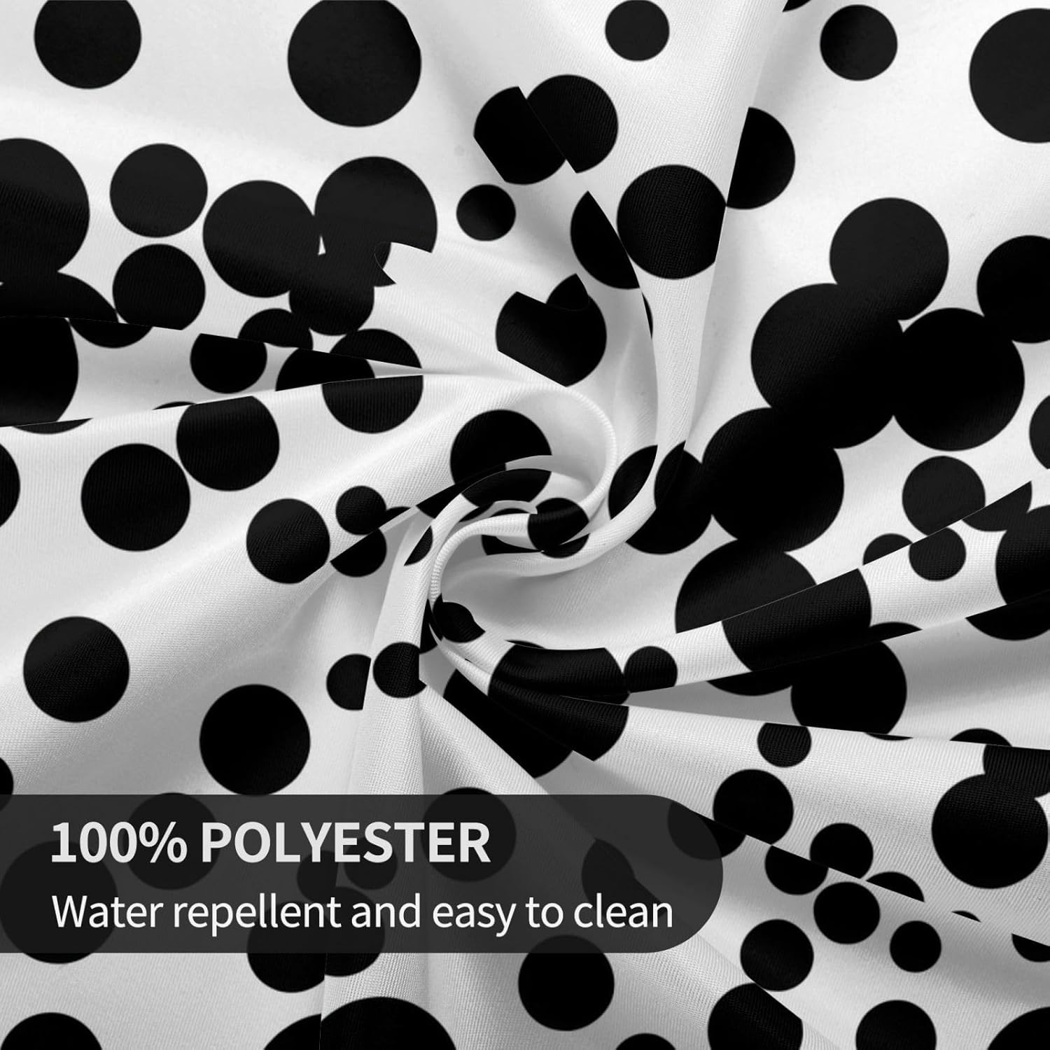 Black & White Big Dot Print Wrinkle Free Dining Table Cover for Birthday Party Farmhouse Tablecloths Up to 60 x 60 Inches