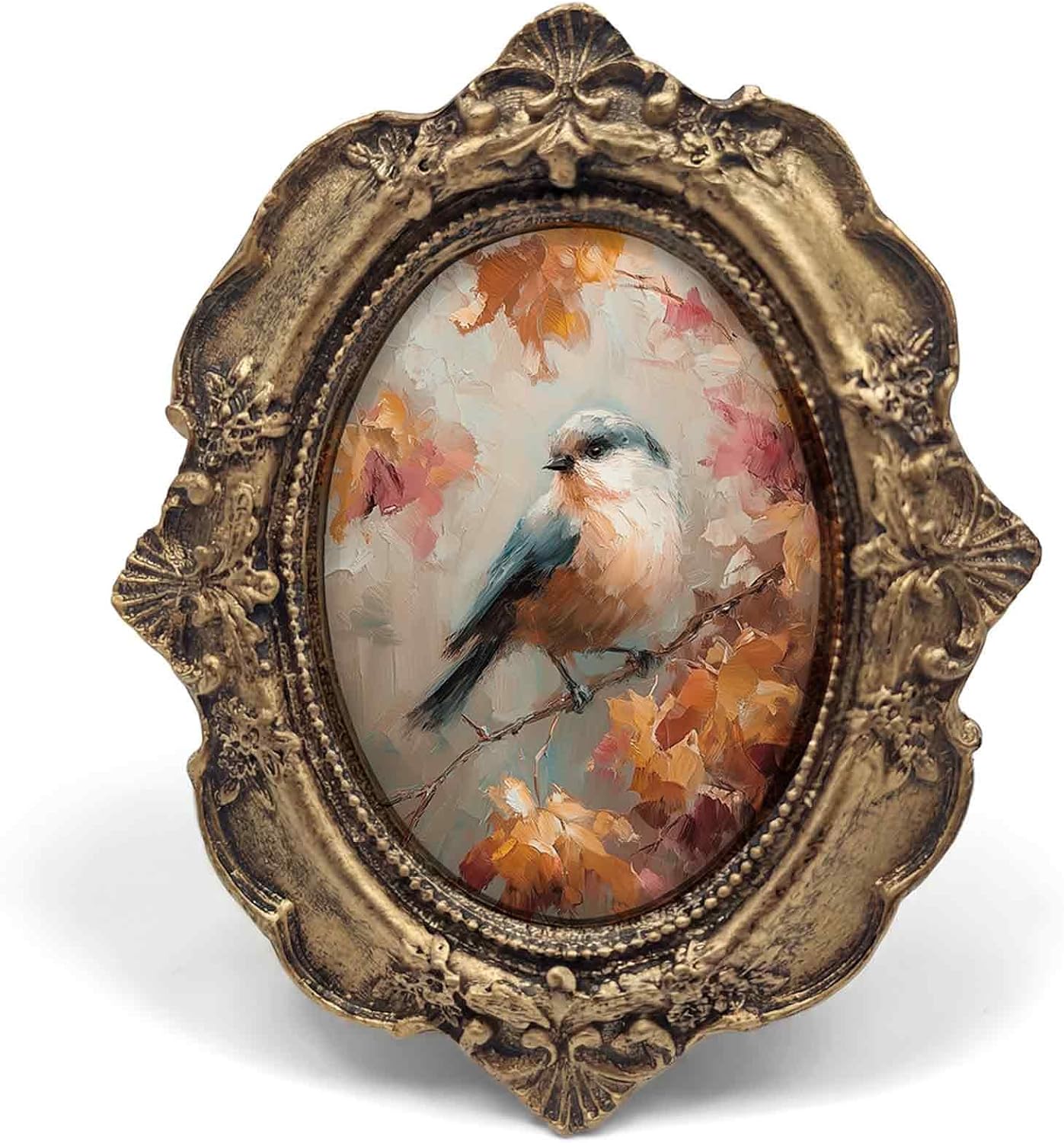 Amazon.com - Fayellee Vintage Fall Blue Bird Maple Small Bronze Oval ...