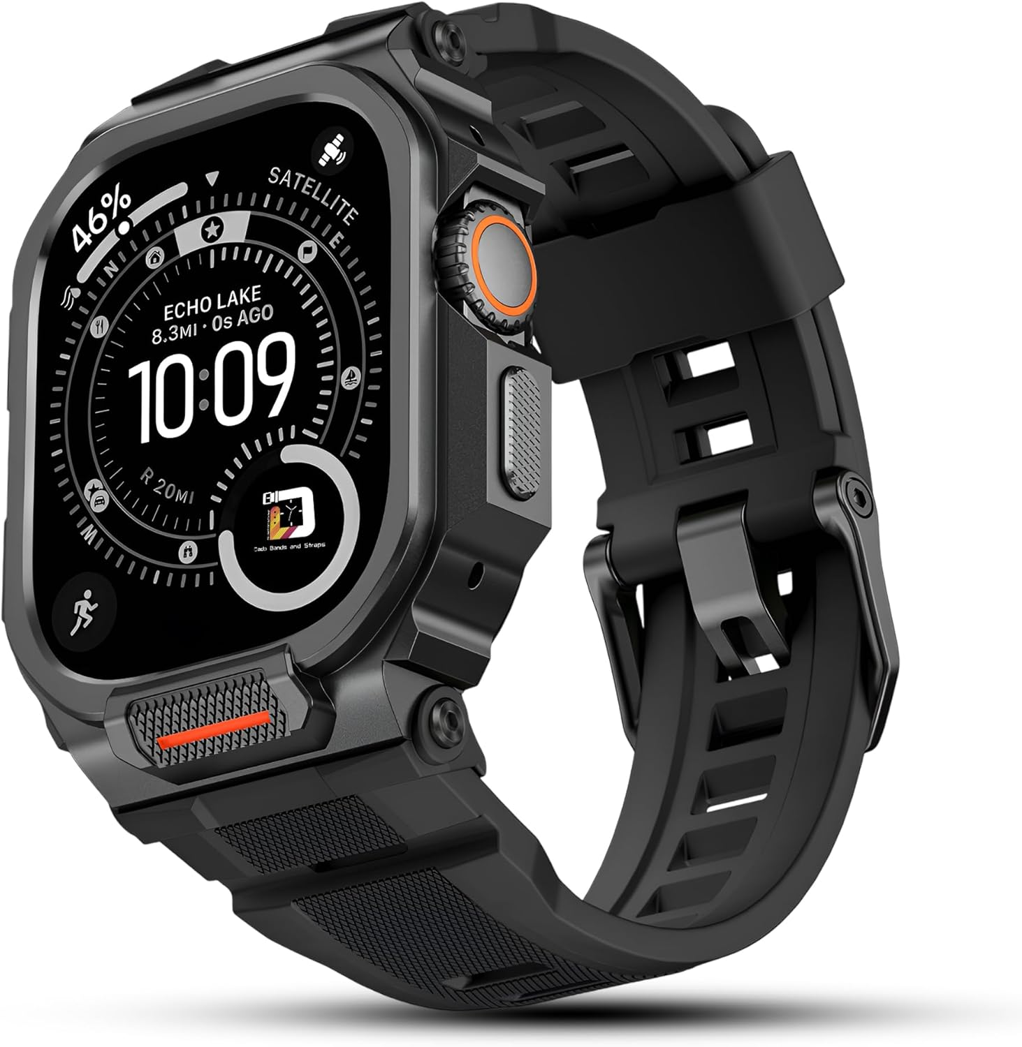 DADO Rugged Integrated Silicone Band with Case Compatible with Apple Watch Ultra 3/2/1, Series 11/10, Sport Strap with Metal Bumper Case for Apple Watch