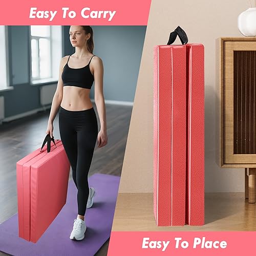 Miniatura 5 de Tapete de ejercicio de triple pliegue, 6 x 2 x 2 pulgadas, tapete de gimnasia de espuma sintética, antideslizante, impermeable y a prueba de aceite,