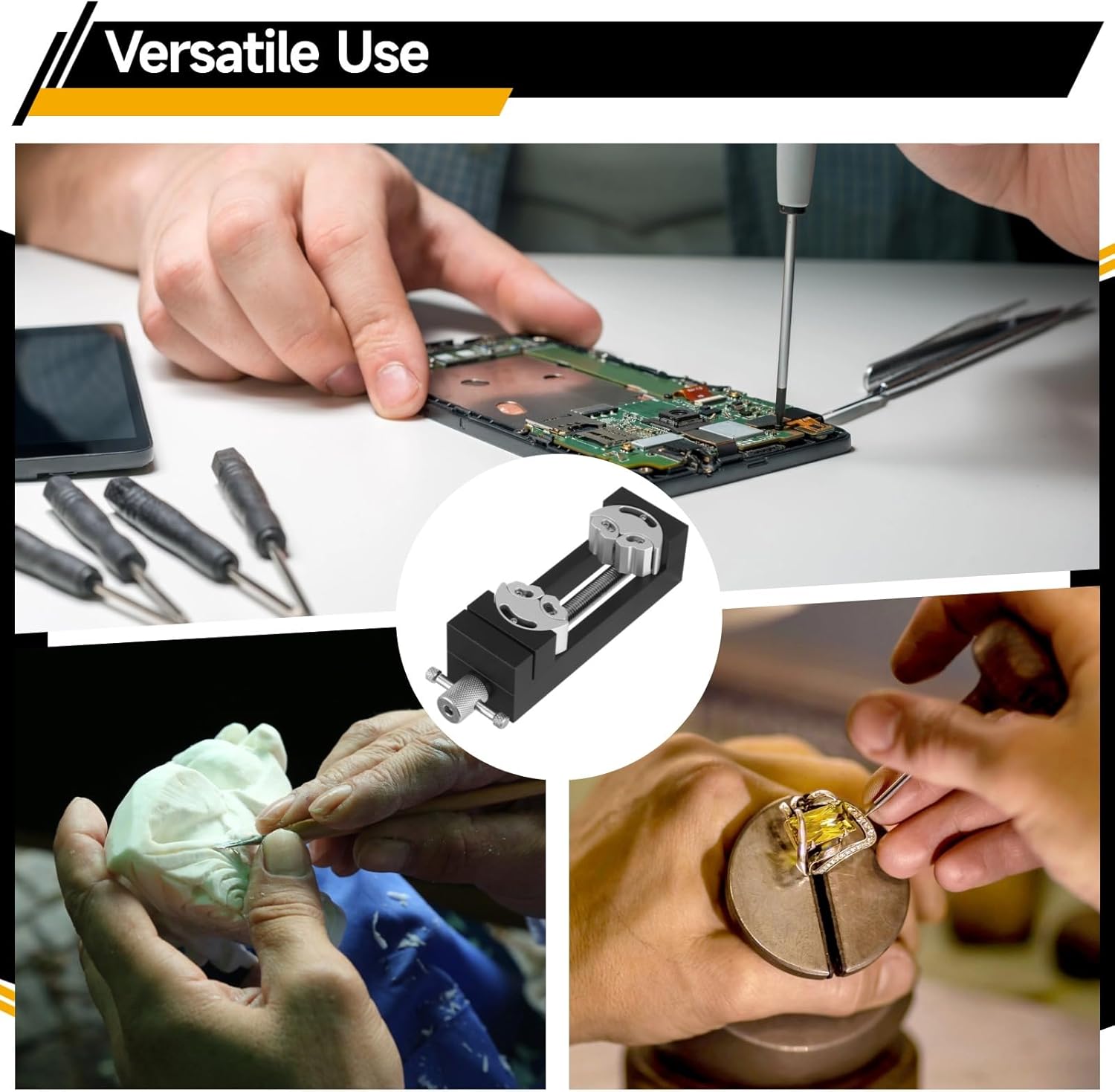 Mini Vise Clamp, Metal Smart Fractal Vise, 6.9 in Drill Press Vise with Dual Jaws for Both Regular & Irregular Shapes, Bench Vise for Woodworking, Modeling, Jewelry Repair