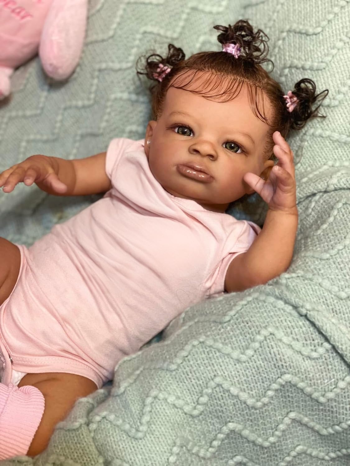 Realistic Reborn Baby Dolls Black Girl 20 Inch African American Newborn Baby Doll, Looks Real, Lifelike Weighted Soft Body, Christmas Birthday Gift for Kids 3+