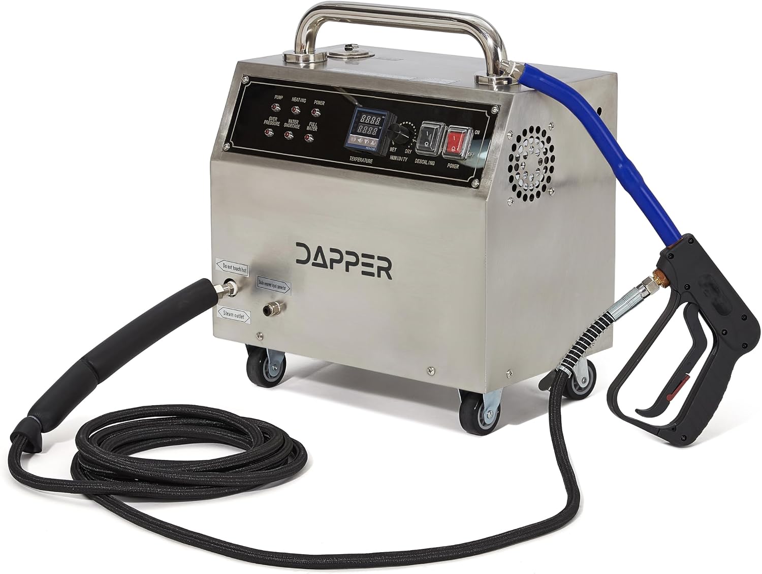 Dapper Supply Commercial Steam Cleaner, 230°F High-Temperature Steam, 58-102 PSI Adjustable Pressure, 1 Gallon Water Tank, Fast Heat-Up, for Auto Detailing, Tile, Grout, Kitchens & More