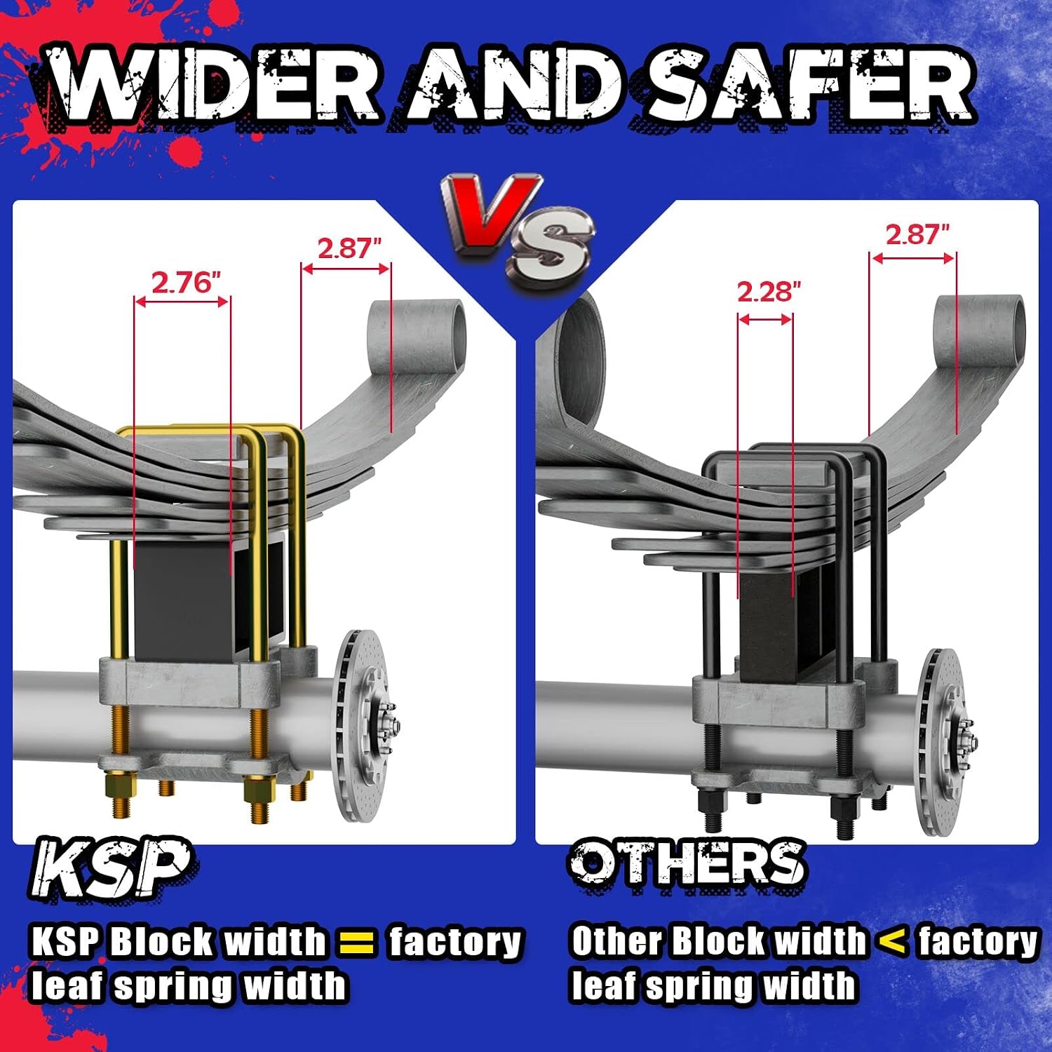 KSP 3'' Rear Leveling Lift Block Kits with Extra Long Square Leaf Spring Axle U Bolts for 2004-2020 F150 2WD/4WD