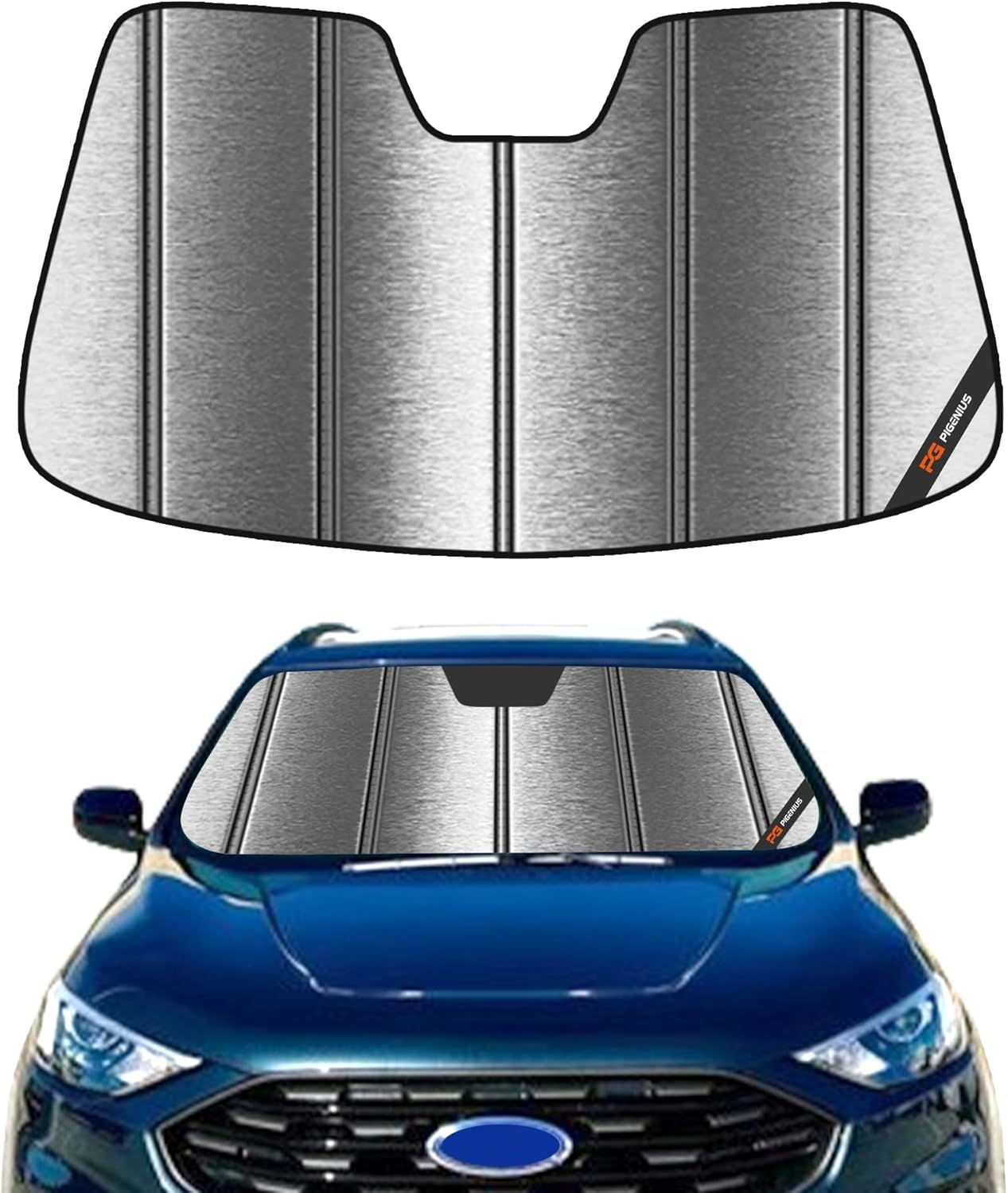 Windshield Sunshade for Ford Edge 2015-2024 Custom Front Window Sun Shade - Metallic