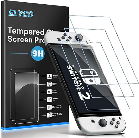 Compatibile con Nintendo Switch 2 Vetro Temperato, 3 Pezzi Pellicola Protettiva, 9H Durezza Anti-Graffo/Anti-Olio/Anti-Impronta Niente Bolle Schermo Pellicola per Nintendo Switch 2 Accessori