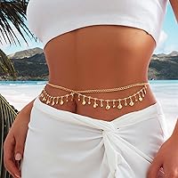 Vista 3 de Florry Cadena de vientre con diamantes de imitación, cadena de cintura de lentejuelas, cadena de joyería para el cuerpo, cadena de playa