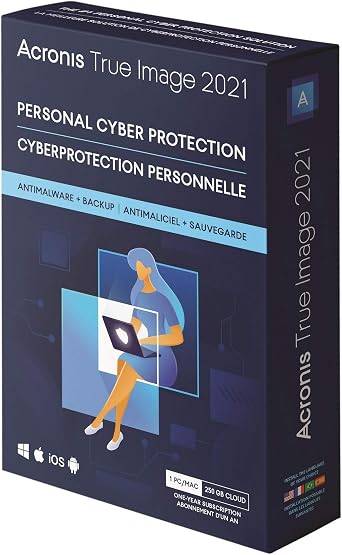 Acronis True Image 2021 - Ciberprotección personal, Copia de seguridad y  antivirus integrados, con 250 GB de almacenamiento en la nube, 1 PC/Mac,  Sin límite de dispositivos Android/iOS, 1 año : Amazon.es: Software