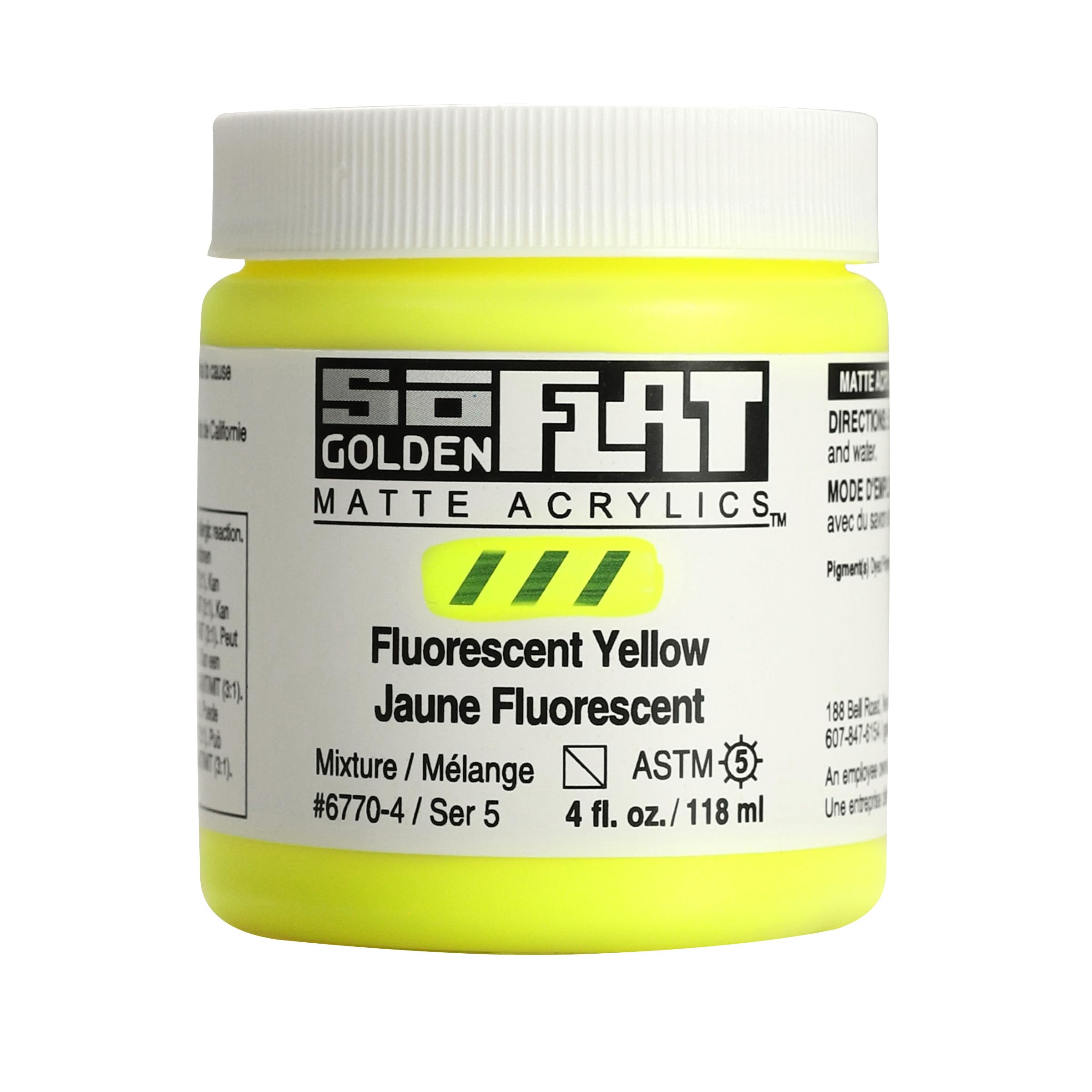 Golden Fluorescent Yellow : Soflat : Matte Acrylic Paint : 118Ml :