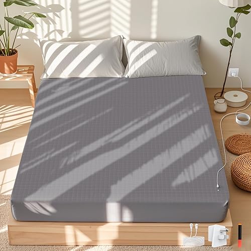 Grounding Sheet Queen, 95% algodón y 5% fibra plateada, sábanas de tierra agradables al tacto con cable de tierra, kit de conexión a tierra para un