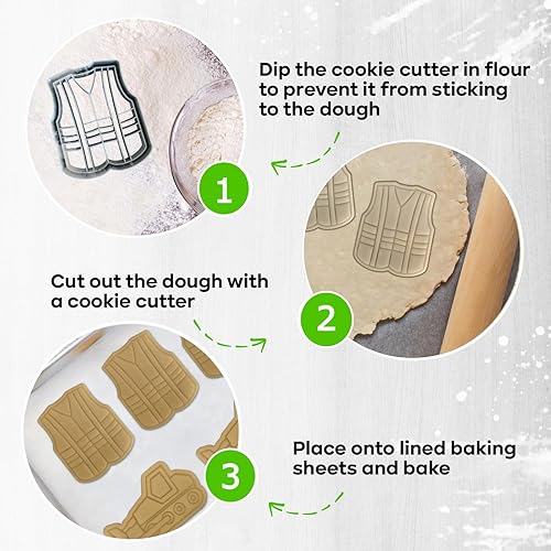 Miniatura 3 de Cortadores de galletas de construcción, juego de 10 cortadores de galletas para fiestas de cumpleaños de niños o fiestas temáticas, incluye camión