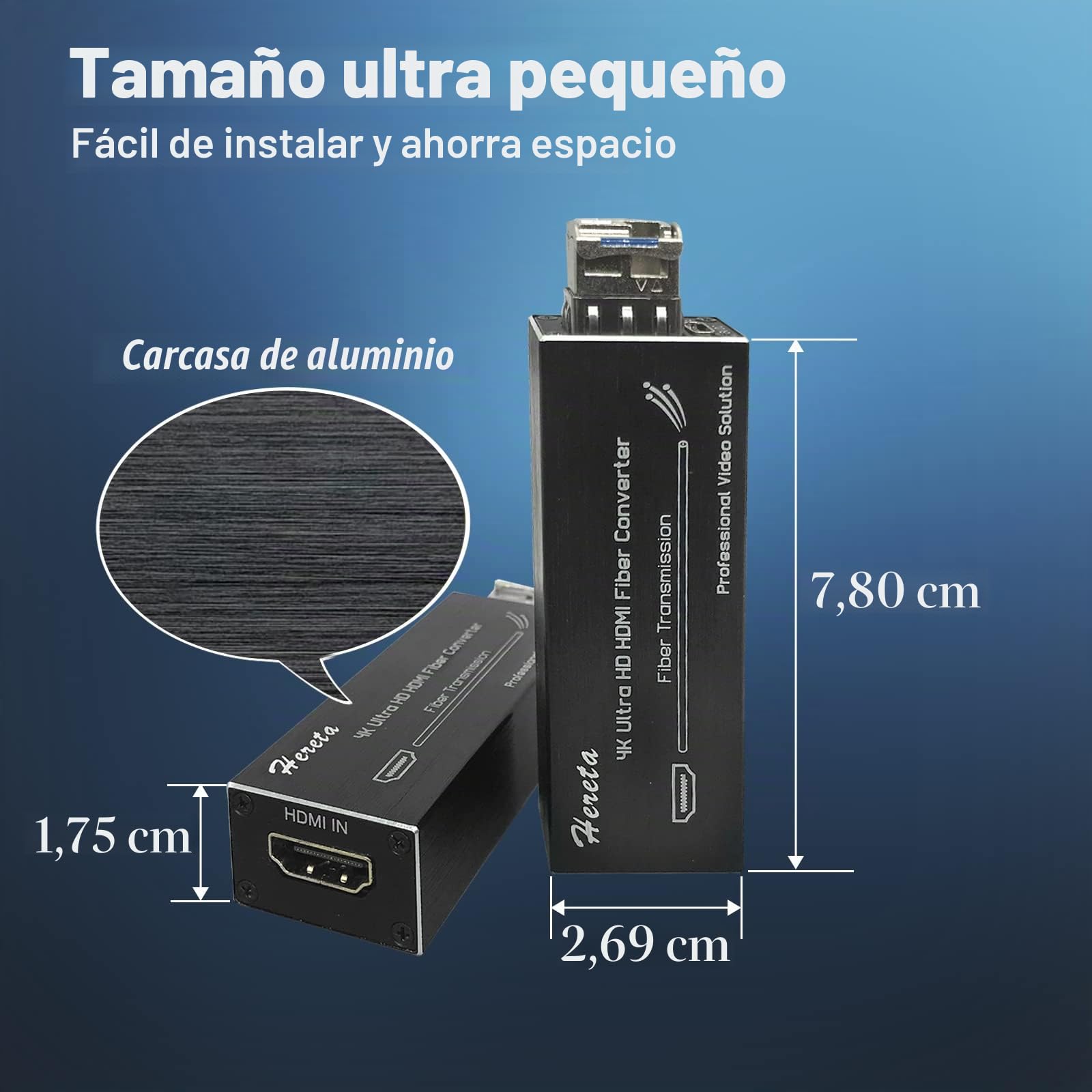 Extensor de fibra HDMI 4K con módulo SFP (puerto LC) mini transceptor óptico sobre fibra monomodo, sin comprimir, sin pérdidas, sin latencia, velocidad de datos de video de hasta 10.3 Gbps