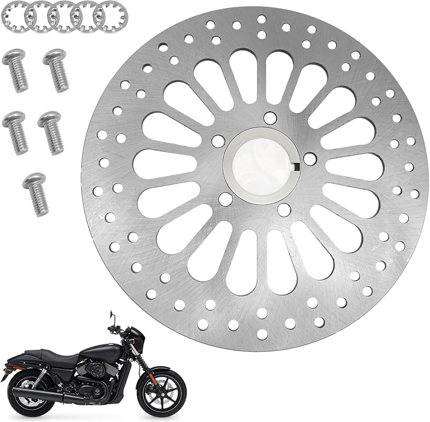 11.5'' Rear Brake Rotors Compatible with Harley Davidson Touring Sportster Softail Dyna, Superior Heat Dissipation Stainless Steel Brake part (11.5'' Rear)-1Pcs