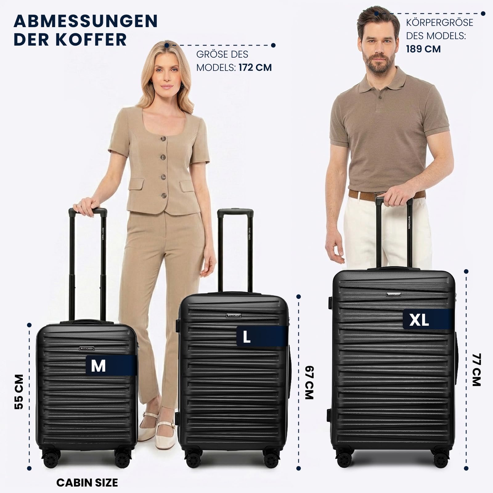 WITTCHEN Skyspeed Line Hartschalenkoffer ABS Groß Rollkoffer Trolley Check-In Gepäck Kombinationsschloss Teleskopgriff 4 Rollen Gelb