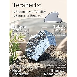 Rena Chris Gua Sha Facial Tools: Natural Terahertz Guasha Tool for Face Acupuncture Therapy, Facial Massager for Jawline Sculpting and Puffiness Reducing (Silver-Gray)