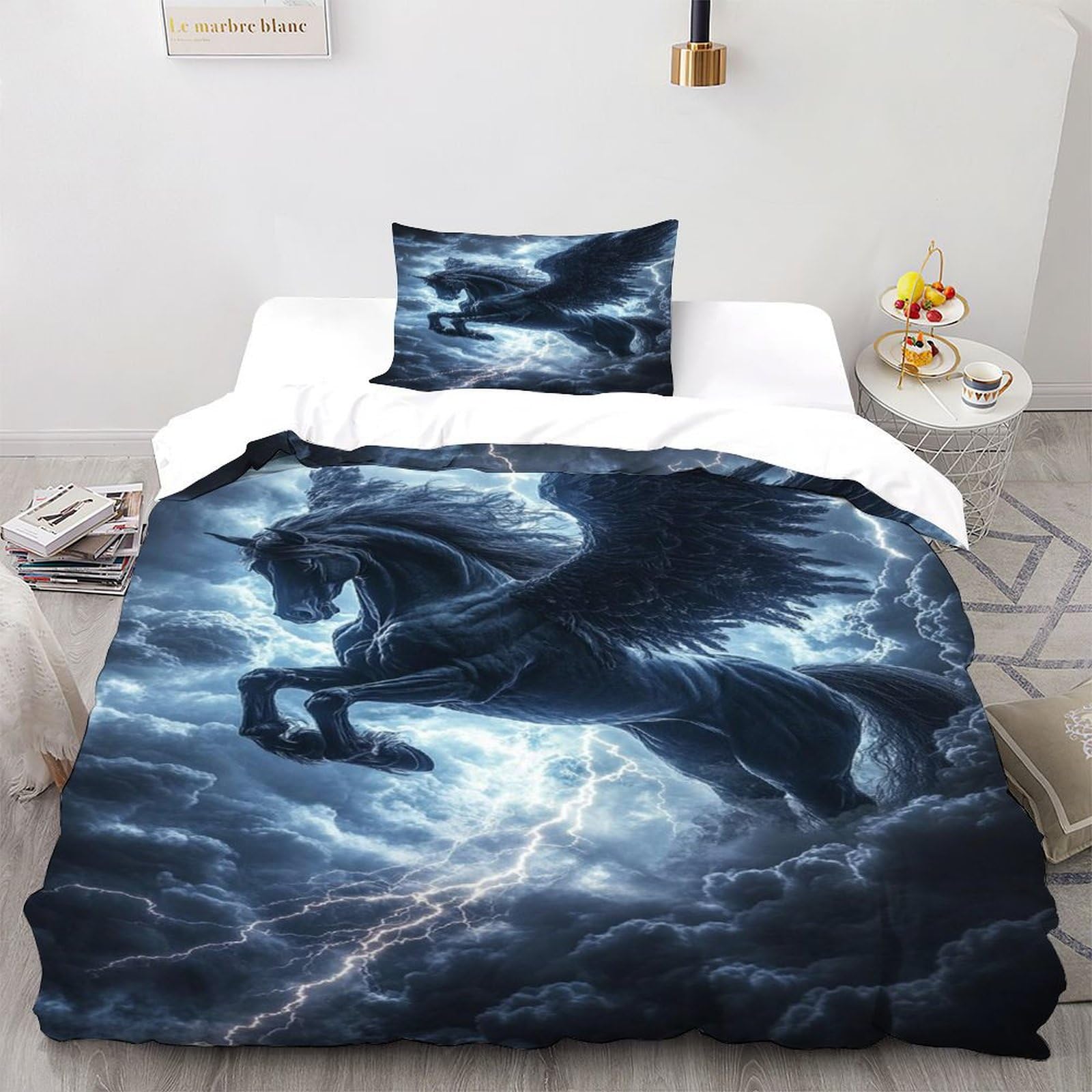 Housse de couette 135x200cm Pégase anti plis pour lit une personne