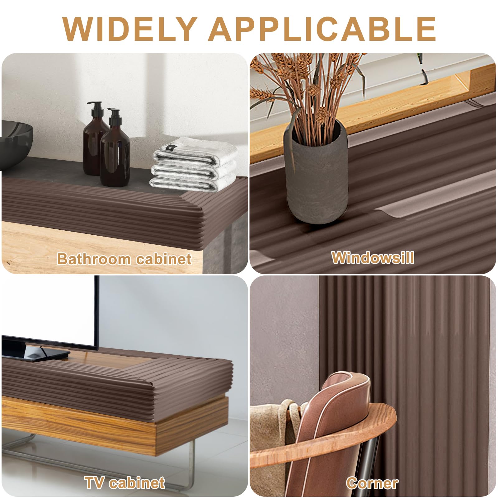 Edge Corner Guards For Baby Wider And Thicker Table Edge Protector Strip 7.87inch Width Furniture and Tables Child Baby Proof Bumpers For Kids Babies Toddler (Brown) - Image 3