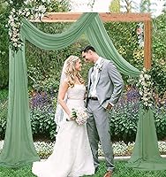 Vista 13 de Tela para arco de boda, azul marino, 20 pies, 2 paneles de tela de gasa, arcos de boda para ceremonia, cortinas de techo, arcos de boda, arco