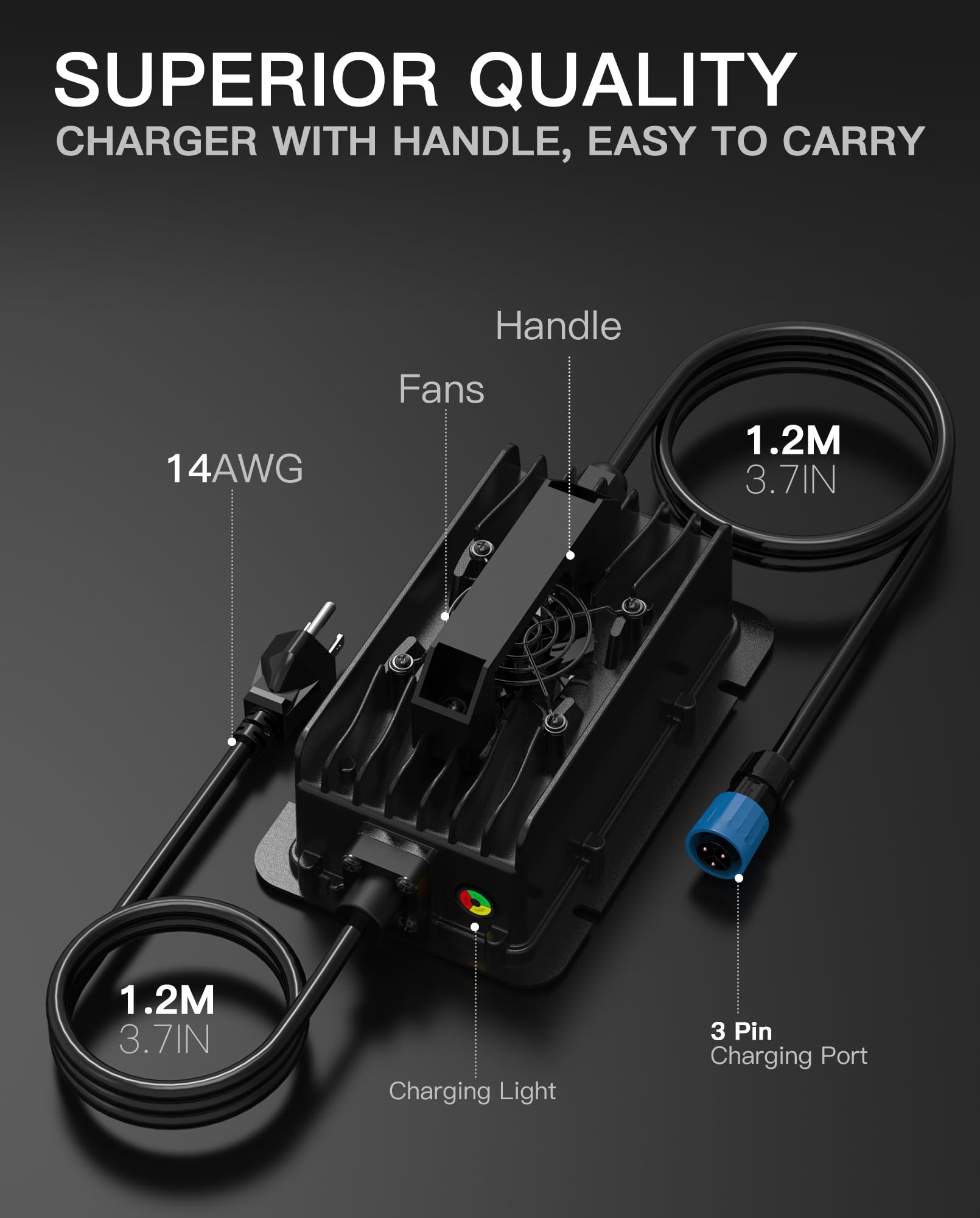67.2V 10A Fast Battery Charger for Talaria Sting 4000 Series X3 L1E X3C MX3/MX4, Waterproof 3-Prong Power Supply Adapter with Cooling Fan, Efficient eBike Charger